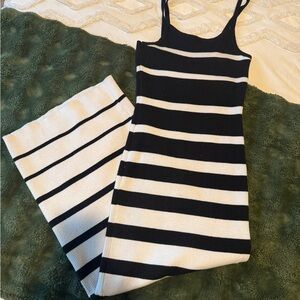 Striped Black and White Knit Dress